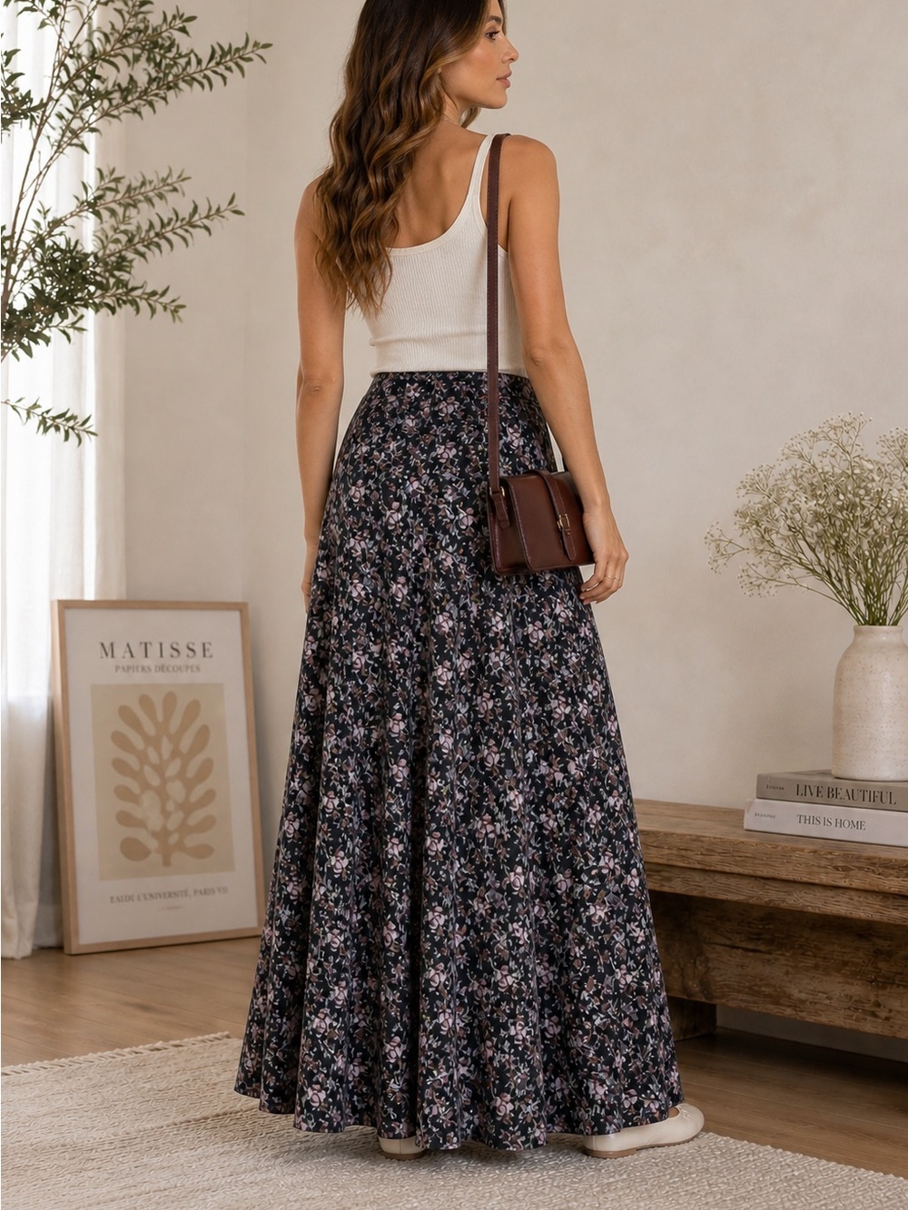 Coco Blue Women's Floral Button Front Midi Skirt Size Small - Picture 2 of 7